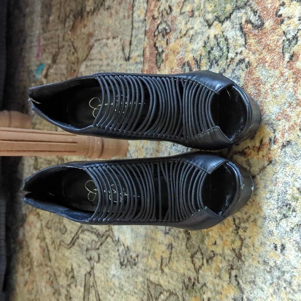 Black bootie heels size 7.5